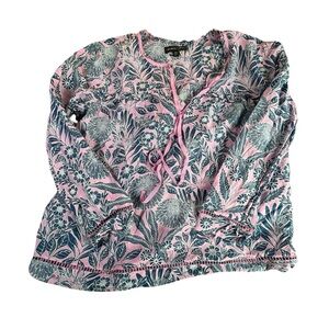 J. Crew Pink and Blue Patterned Blouse